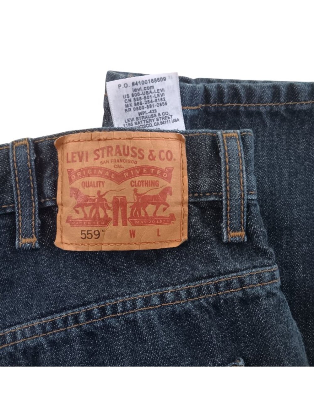 44x32 LeviS 559 Jeans Relaxed Straight Leg Dark Blue Denim Jeans Mens Y2K Vtg